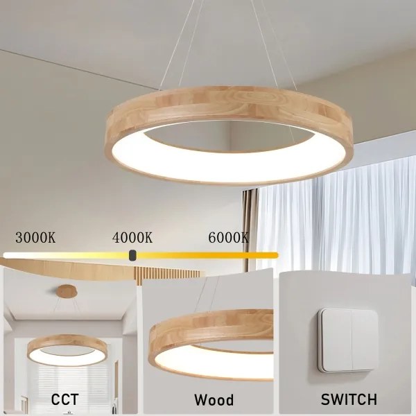 Brilagi - LED závesný luster na lankách FALCON WOOD LED/40W/230V 3000/4000/6000K 60 cm drevo