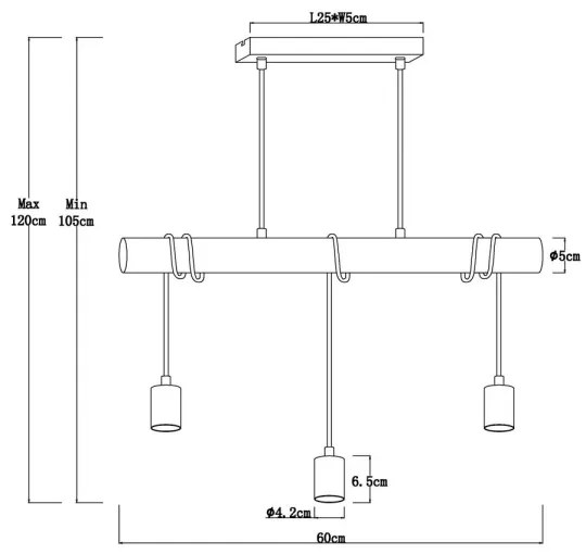 Globo 15539-3H - Luster na lanku GREGOR 3xE27/60W/230V
