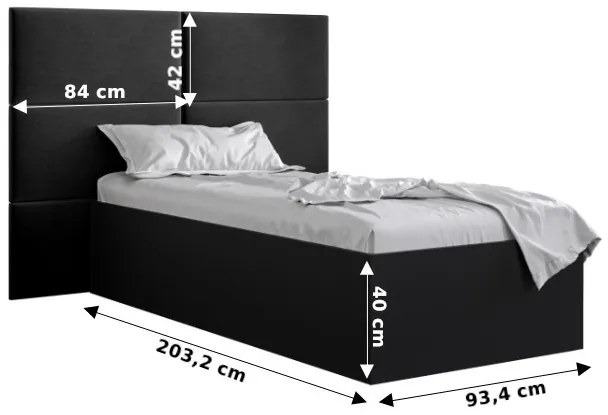 Jednolôžková posteľ s čalúneným čelom 90 cm Brittany 2 (biela matná + čierna) (s roštom). Vlastná spoľahlivá doprava až k Vám domov. 1045912