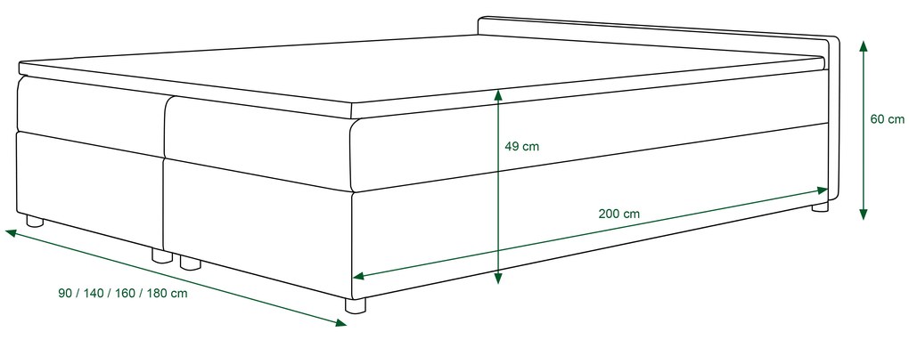 Manželská posteľ Boxspring 140 cm Ceren (vzor + tmavosivá) (s matracom a úložným priestorom). Vlastná spoľahlivá doprava až k Vám domov. 1046413