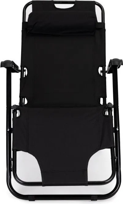 Ležadlo s opierkou hlavy, skladacia konštrukcia, čierne