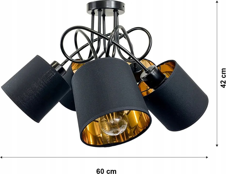 LOFT LED STROPNÁ ZÁVESNÁ LAMPA 5X ZLATÉ TIENIDLO