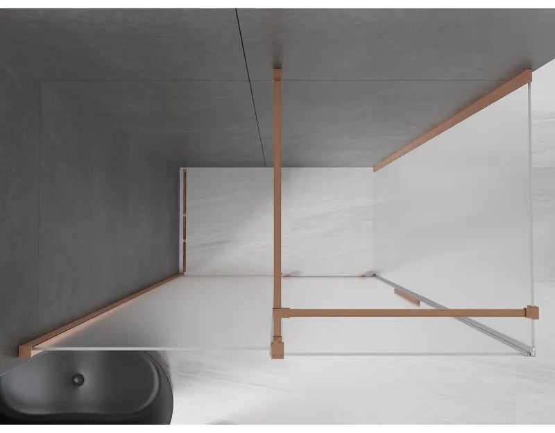 Mexen Velar, sprchový kút s posuvnými dverami 150 x 90 cm, 8mm sklo námraza, medená matná, 871-150-090-31-65