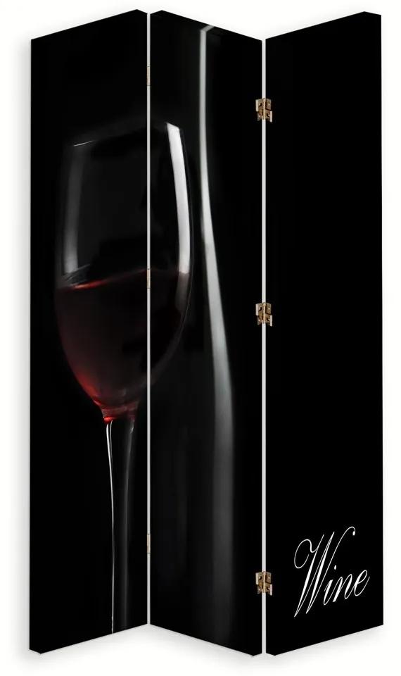 Ozdobný paraván, Hluboká chuť vína - 110x170 cm, trojdielny, klasický paraván