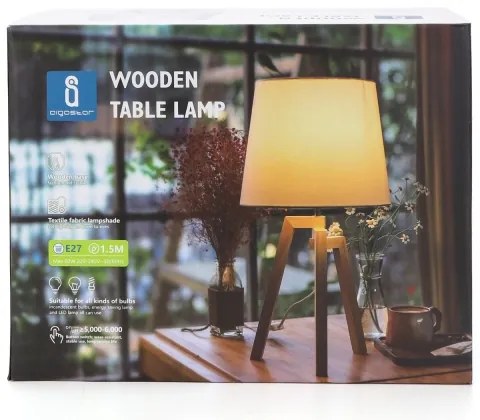 Aigostar - Drevená stolná lampa 1xE27/60W/230V borovica