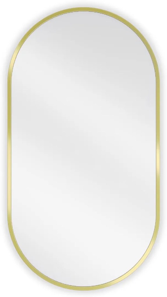 Mexen Loft, oválne kúpeľňové zrkadlo 75 x 40 cm, farba rámu zlatá lesklá, 9851-075-040-000-50