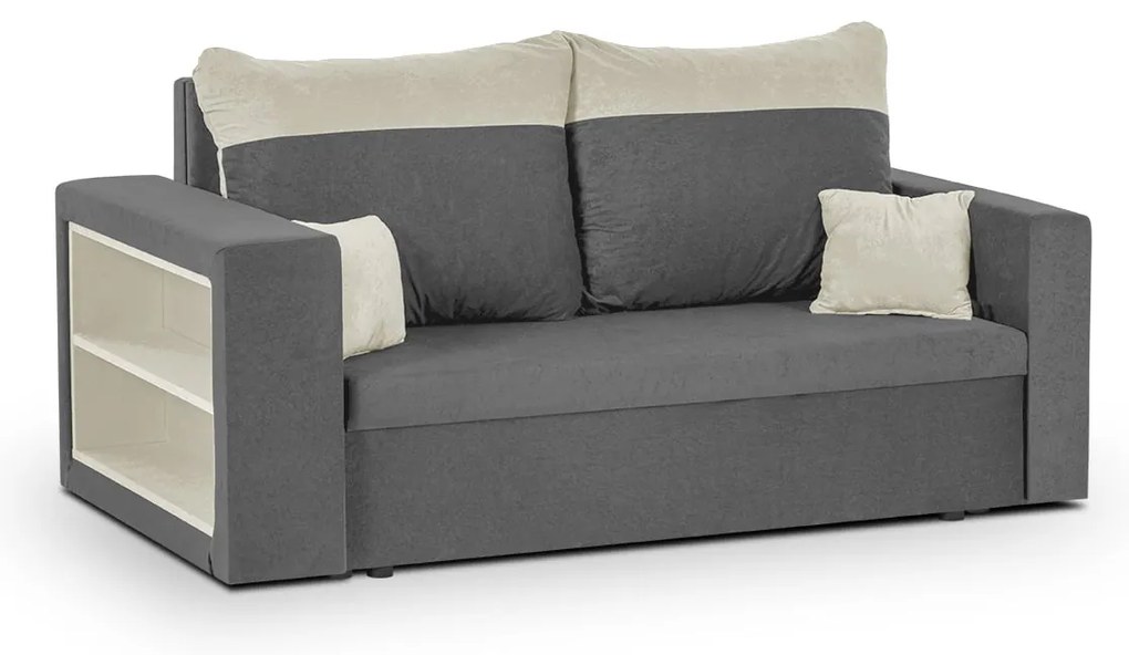 Pohovka pre 2 osoby s funkciou spania PAVEL Sivá/krémová