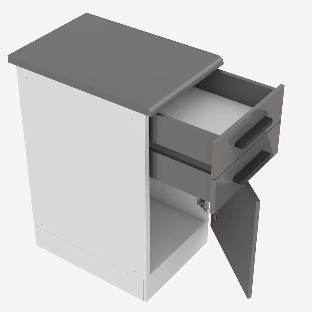 Kuchynská skrinka Belini Premium Full Version spodná so zásuvkami 40 cm šedý lesk s pracovnou doskou