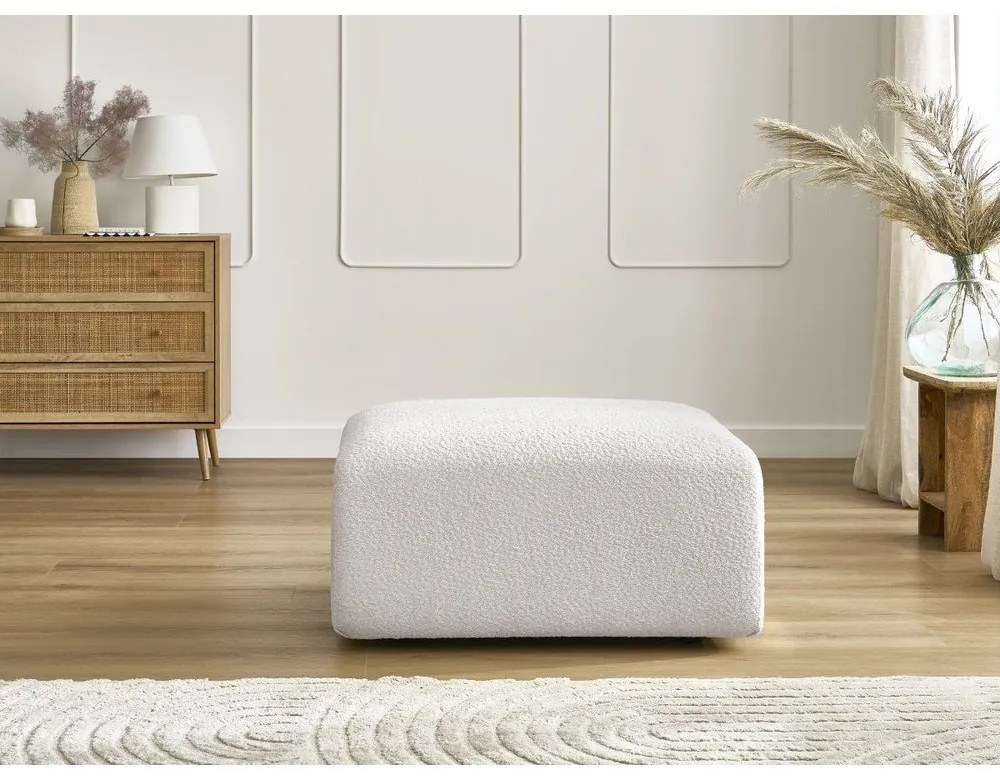 Biela podnožka z textílie bouclé Tina – Bobochic Paris