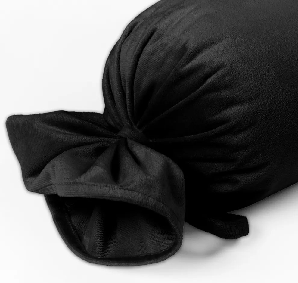Biante Zamatový vankúš valec bonbon Velvet Prémium SVP-023 Čierny 15x60 cm