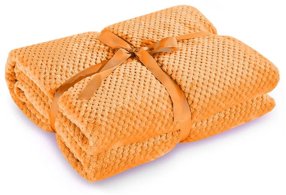 Oranžová deka z mikrovlákna DecoKing Henry, 220 × 240 cm