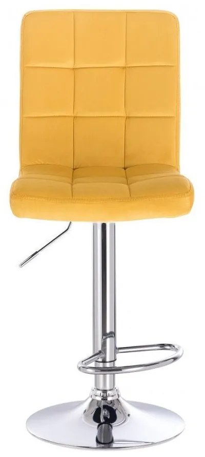LuxuryForm DESIGN Barová stolička TOLEDO VELUR na striebornom tanieri - žltá