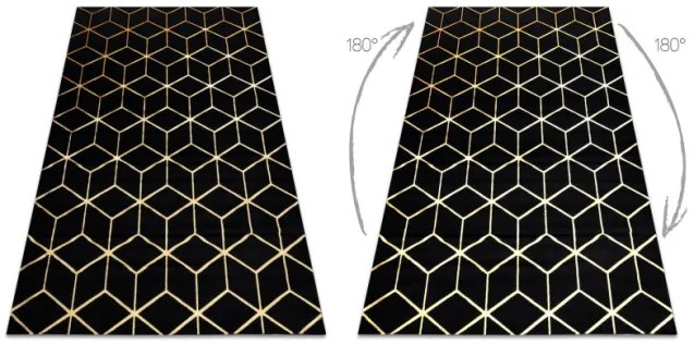 Koberec GLOSS 409C 86 3D kocka glamour - čierny, zlatý