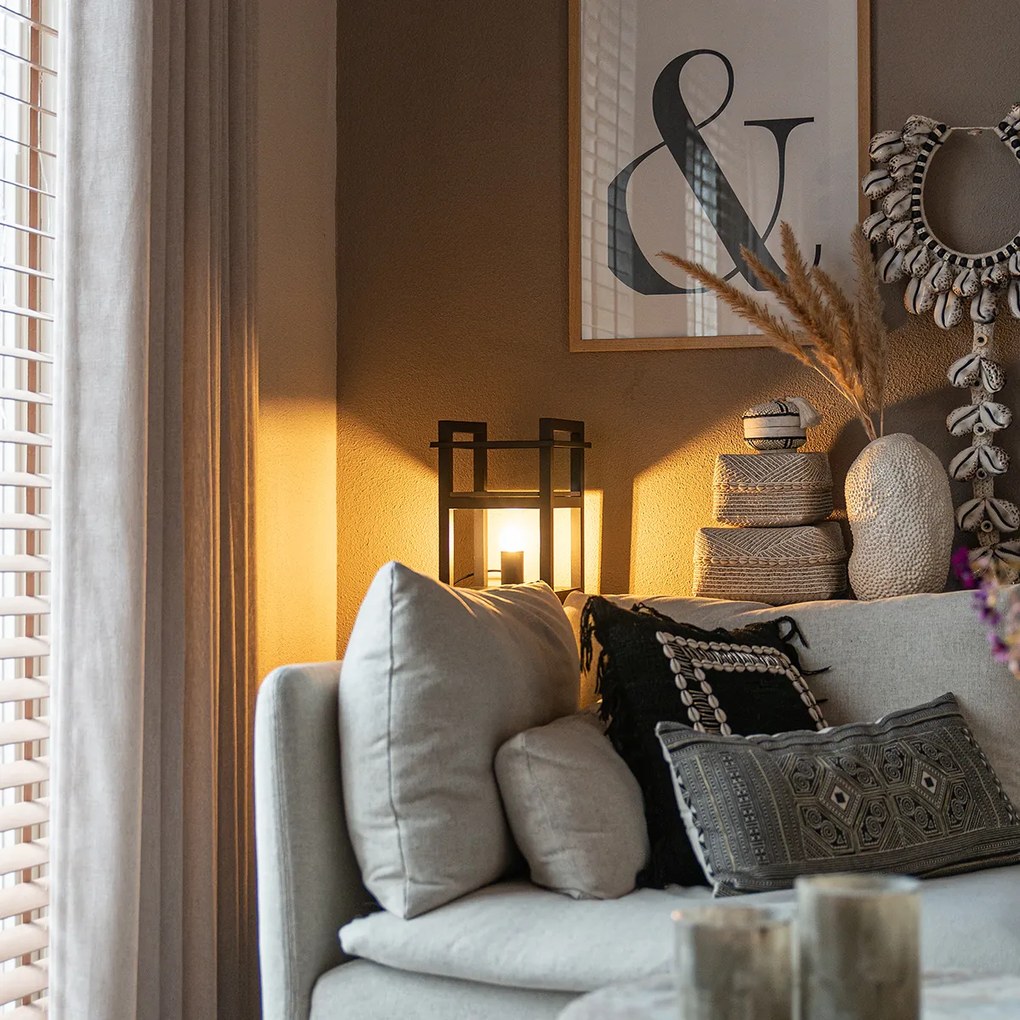 Priemyselná stolná lampa čierna s drevom - Cage Rack