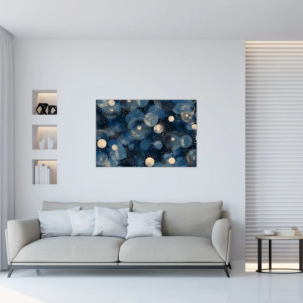 Obraz - Modro-zlaté krúžky (90x60 cm)
