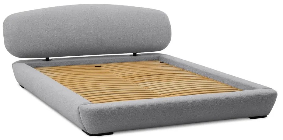 Sivá čalúnená dvojlôžková posteľ s roštom 160x200 cm Odette – Scandic