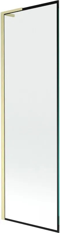 Mexen Next L, 1-krídlová vaňová zástena 60 x 150 cm, 6mm číre sklo-čierny vzor, zlatý matný profil, 895-060-000-03-70-55