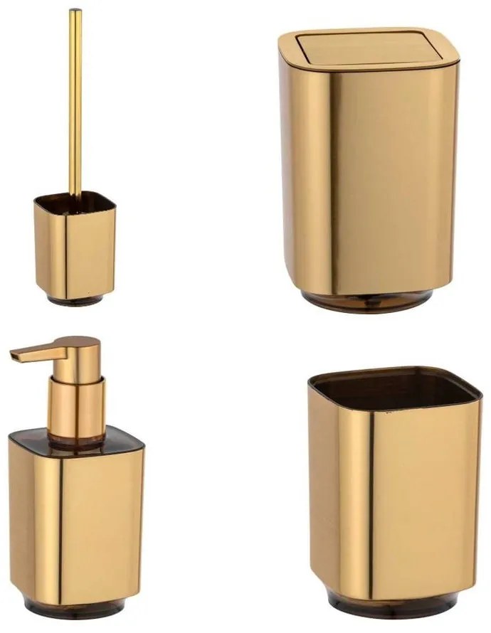 Plastová súprava doplnkov do kúpeľne v zlatej farbe Auron – Wenko