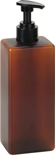 Bemeta Design Plastová fľaša pre dávkovač mydla, 500 ml, hranatá, s pumpičkou, plast, mat, hnedá - 131567704