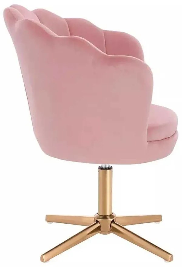 LuxuryForm DESIGN Kreslo FREY VELUR na zlatom kríži - ružové