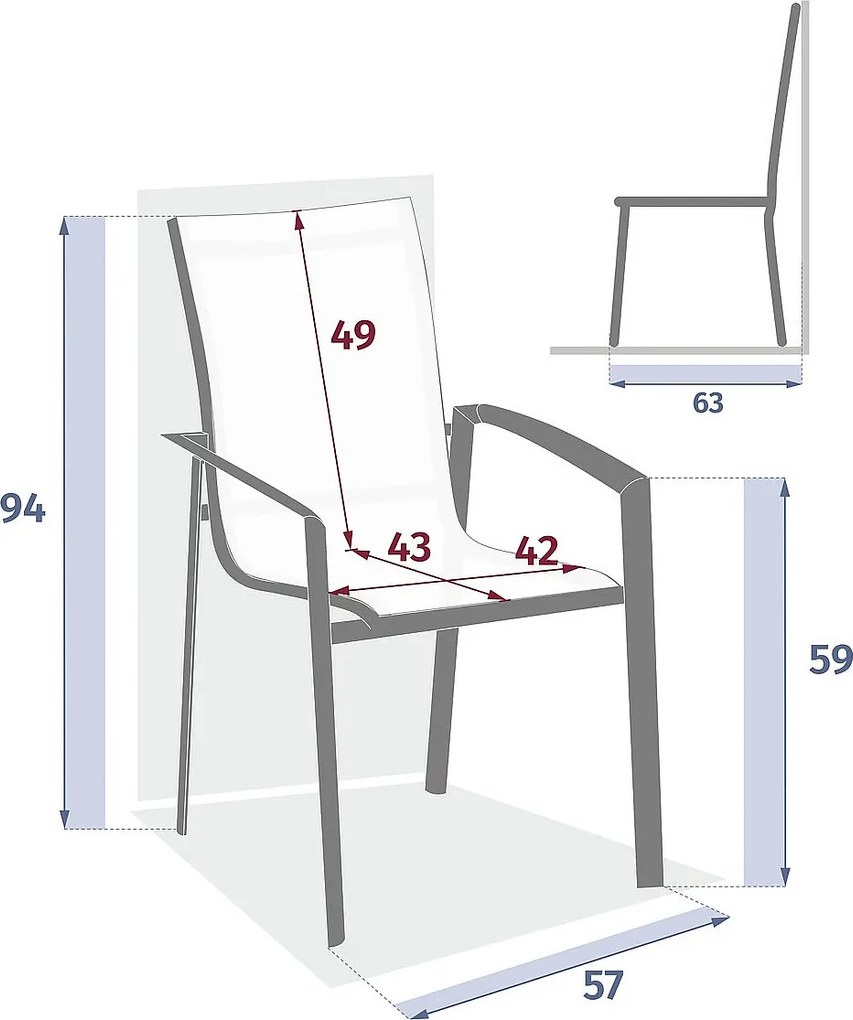 DEOKORK Hliníkové kreslo s textíliou NOVARA (antracit)