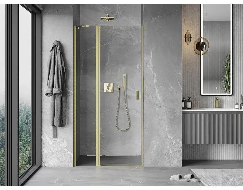 Mexen MIST, 1-krídlové sprchové dvere (1d+1s) 120x200 cm, 6mm číre sklo, zlatý matný profil, 8A4-120-000-55-00
