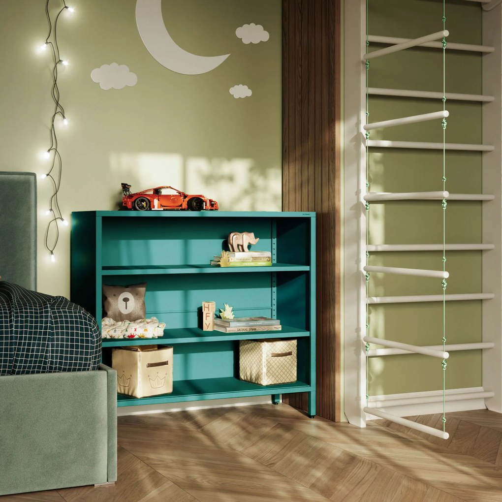 Nízky policový regál LUCA, 1000 x 900 x 350 mm, Modern: morská farba