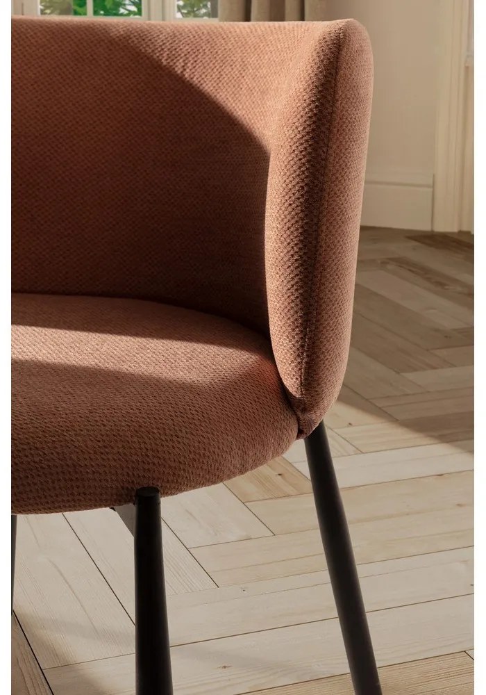 Broskyňové čalúnené jedálenské kreslá v súprave 2 ks Ginny – MOME