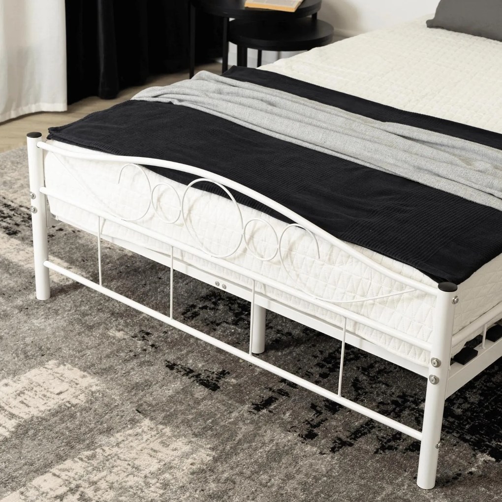 Kovová posteľ 120 cm Granjeros (biela) (s roštom). Akcia -20%. Vlastná spoľahlivá doprava až k Vám domov. 1119128