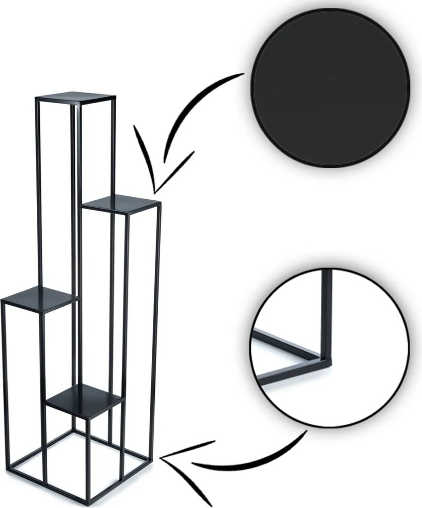 STOJAN NA KVETINÁČ KASKADA 150X44X44 CM ČIERNA