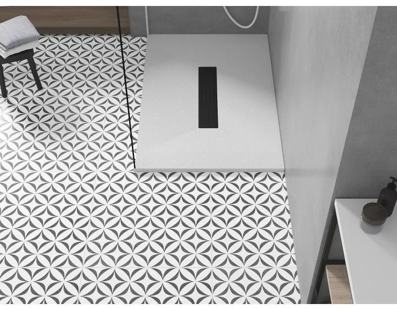 Mexen Toro, SMC obdĺžniková sprchová vanička 120 x 90 cm, biela, čierna krytka, 43109012-B