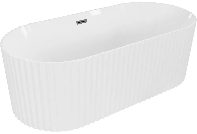 Mexen Paola, voľne stojaca vaňa, drážkovaná, 170 x 80 cm, biela lesklá, brúsený grafit, 52721708000-66