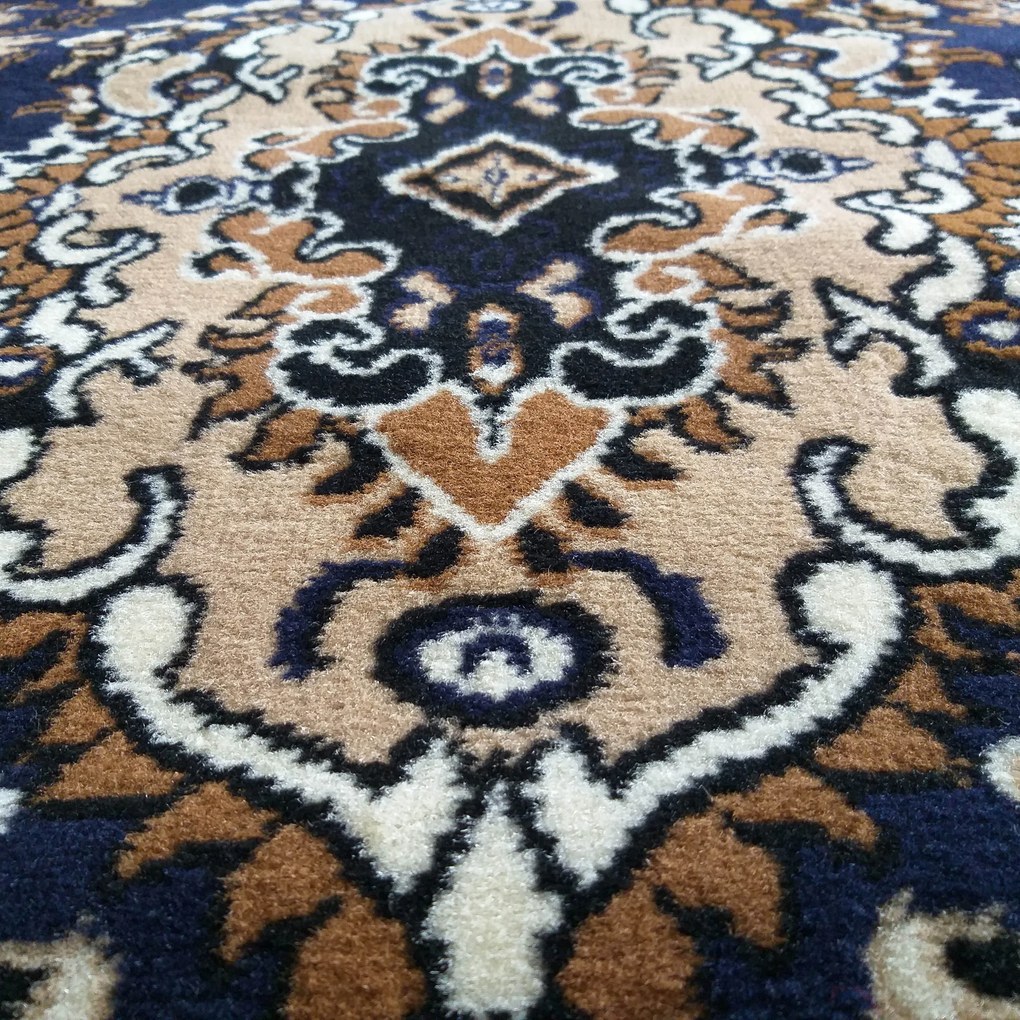 Tmavomodrý orientálny koberec s perzským vzorom Alfa 06 Rozmer: 40x60 cm