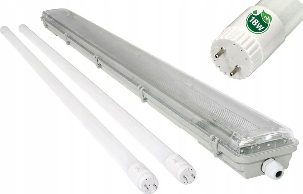 3x Hermetické svietidlo + 6x LED trubica 120 cm 4000K