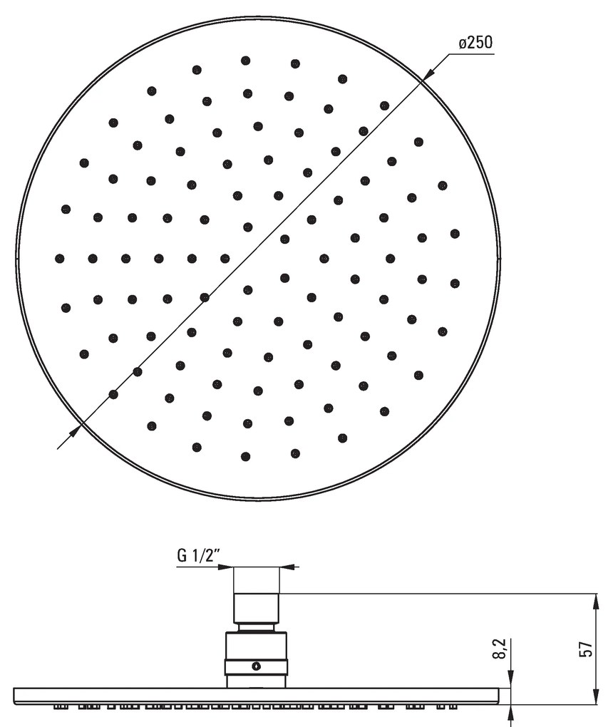 Deante Cascada, okrúhla nerezová dažďová sprchová hlavica 250 mm, titanium, NAC_D00K