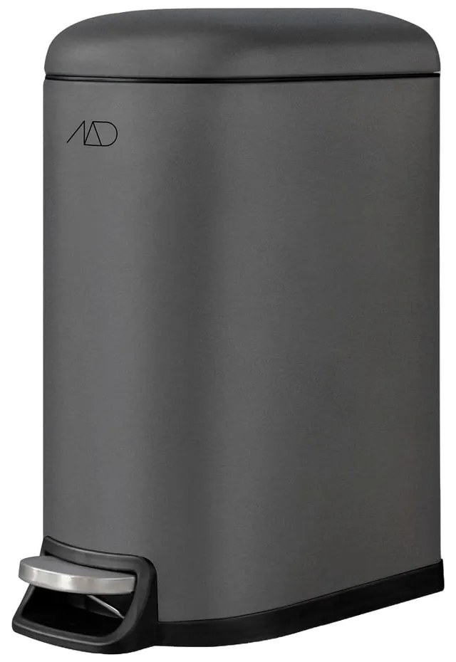 Tmavosivý pedálový kovový odpadkový kôš 10 l Walther – Mette Ditmer Denmark