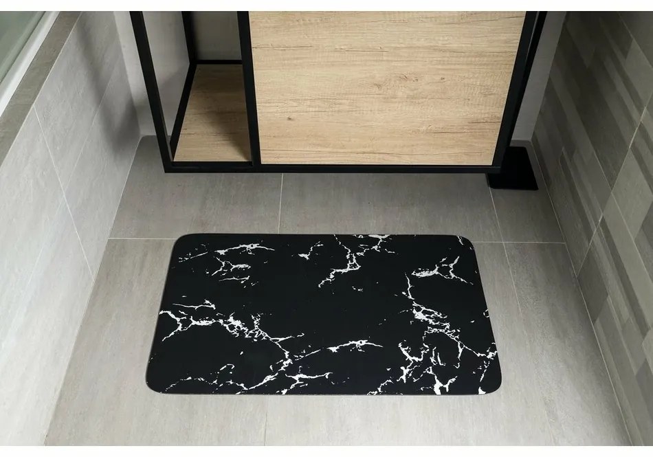 AQUALINE PCD011 kúpeľňová predložka 50 x 80 cm, čierna/mramor