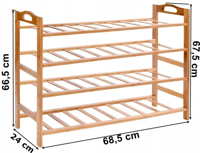 Botník NERIA 4 úrovne, bambusový