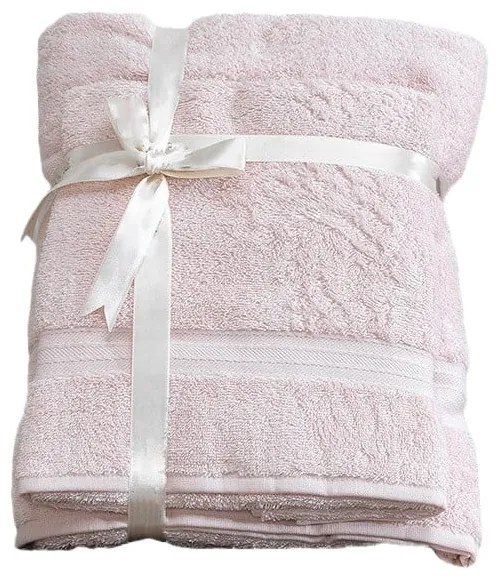 Svetloružové froté bavlnené uteráky a osušky v súprave 2 ks – Foutastic