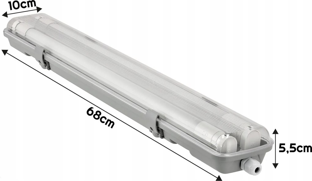 Hermetické LED svietidlo 2x60cm G13 - IP65 + žiarivky