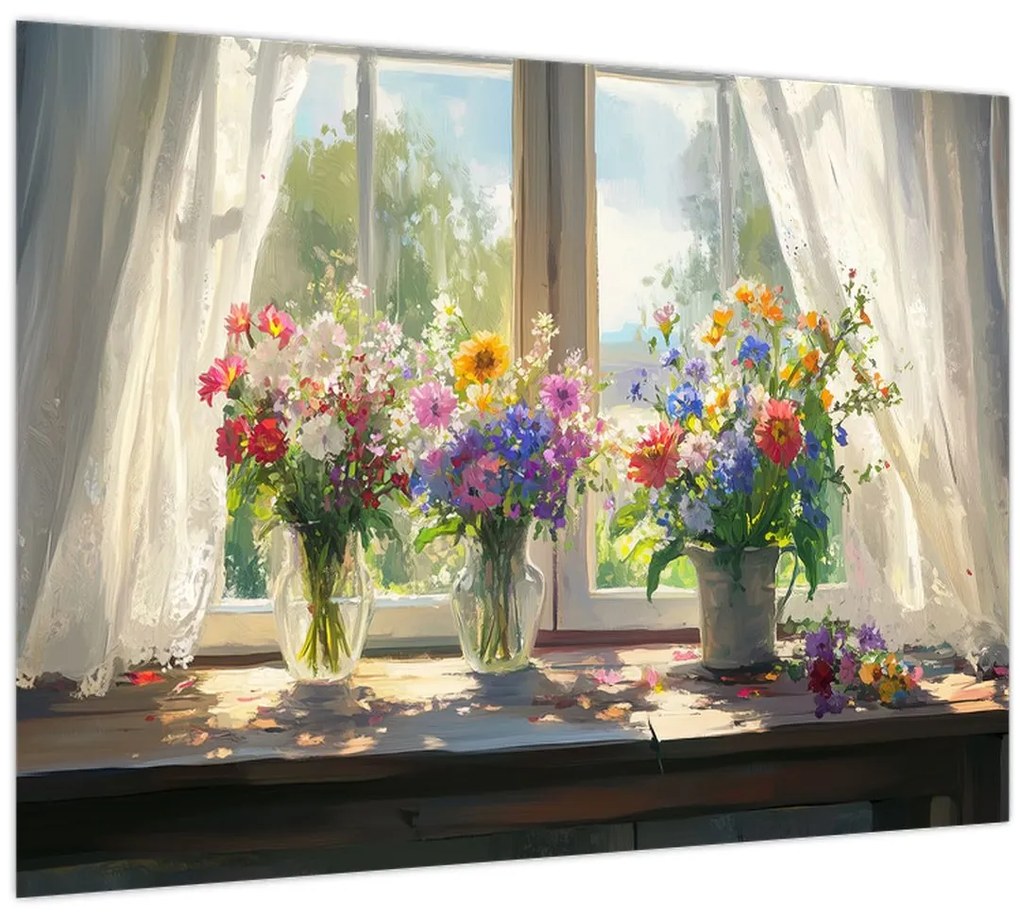 Obraz - Kytica pri okne (70x50 cm)