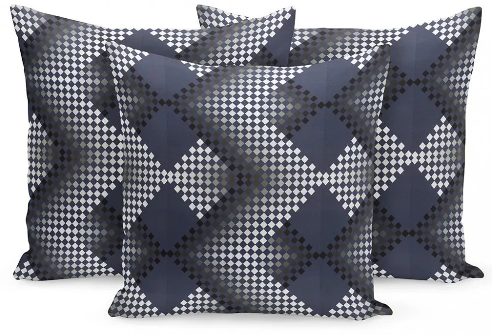 Moderná obliečka v geometrickom štýle v tmavo farebnej kombinácii 40x40 cm