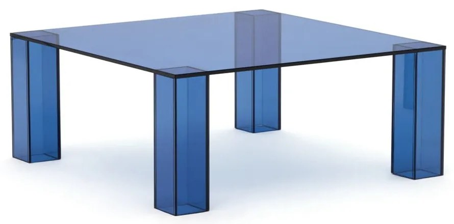 Modrý sklenený konferenčný stolík 85x85 cm Adularia – Kave Home