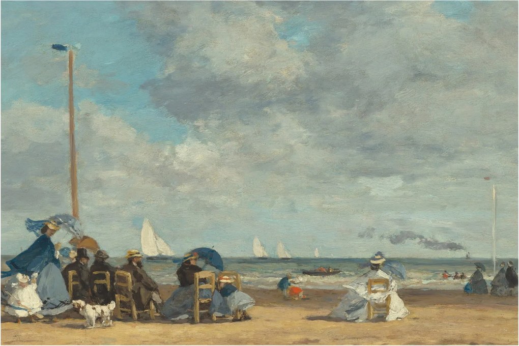 Obraz - Eugène Boudin, Beach at Trouville, reprodukcia (90x60 cm)