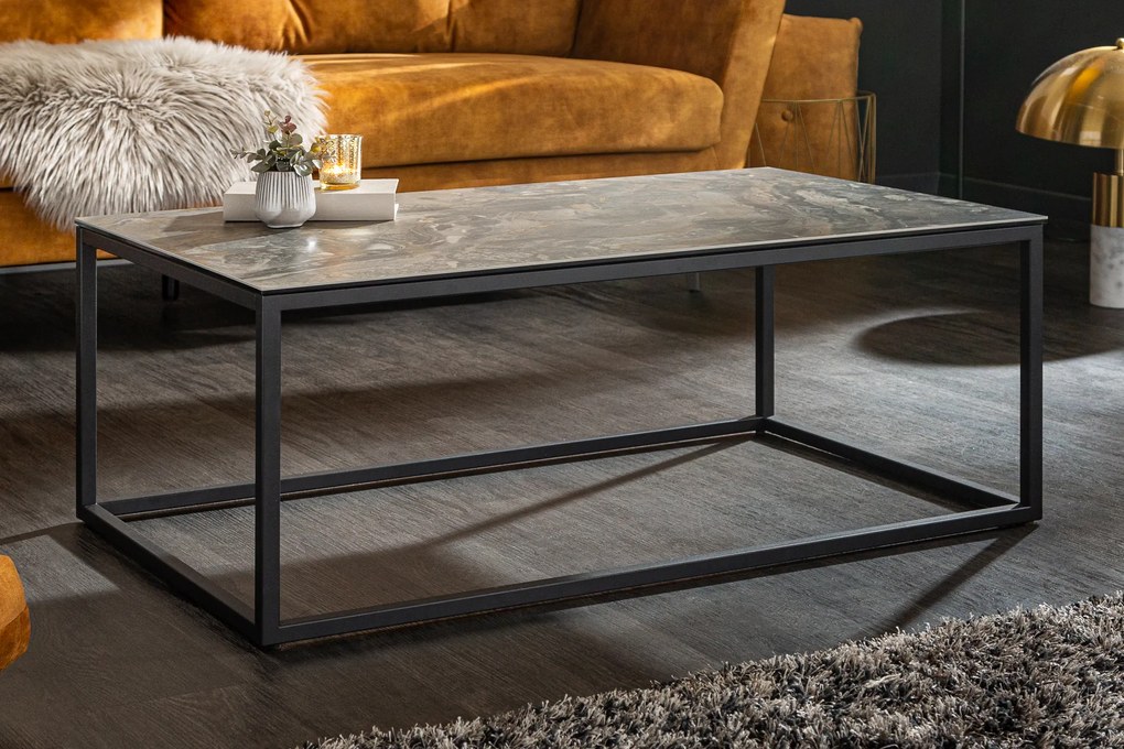 Konferenčný stolík Symbiosis 100cm mramorový vzhľad keramika