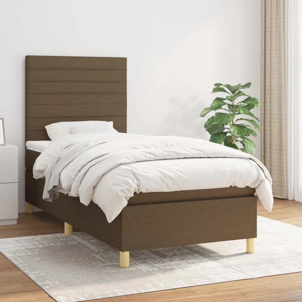 Boxspring posteľ s matracom tmavohnedá 100x200 cm látka 3142396