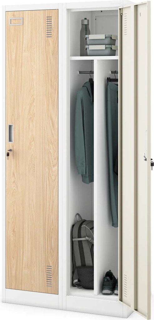 Šatníková pracovná skrinka so štyrmi priehradkami, biela/dub Sonoma, 800x1800x500 mm: KACPER Eco Design