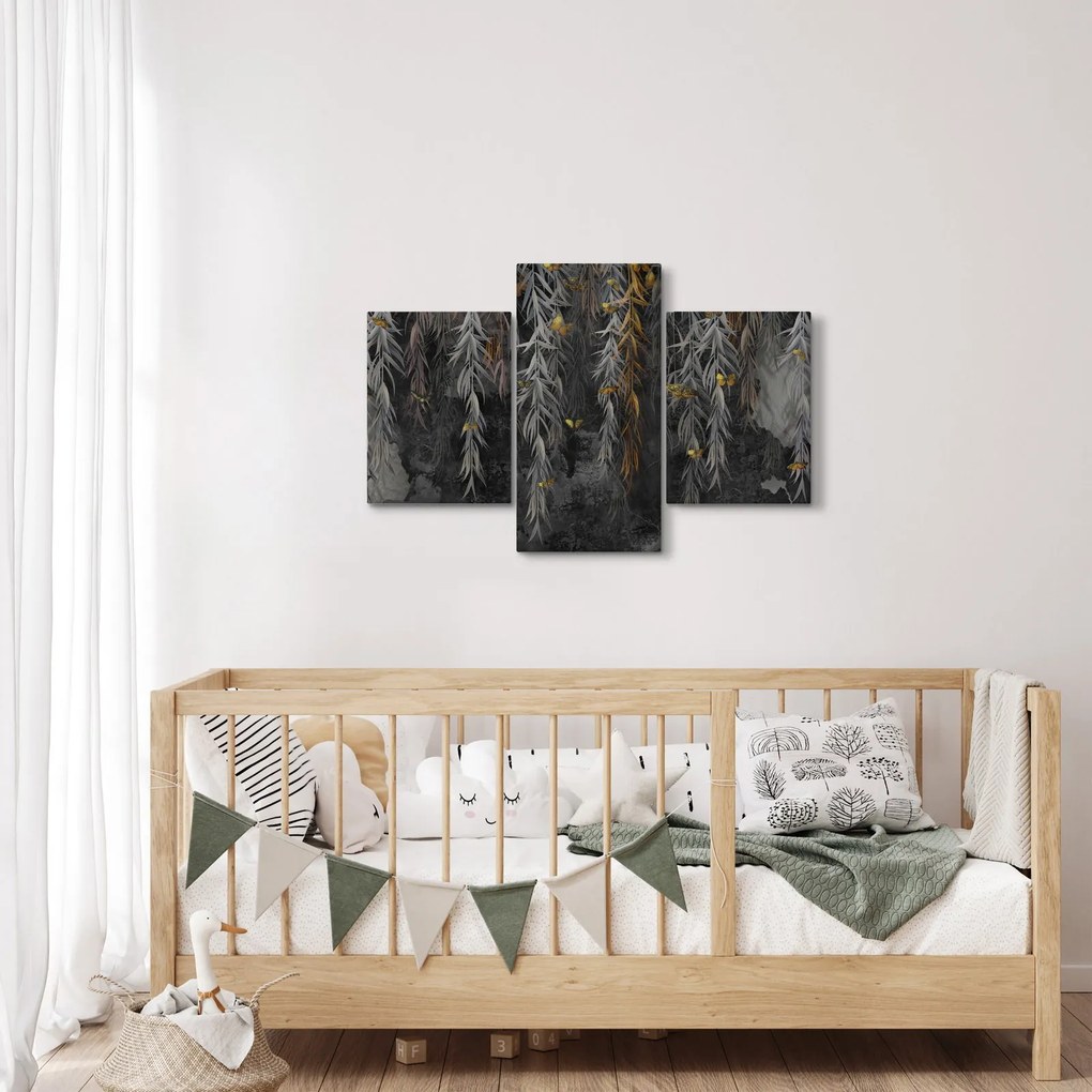 Obraz - Vŕbové vetvičky v čiernom pozadí (90x60 cm)
