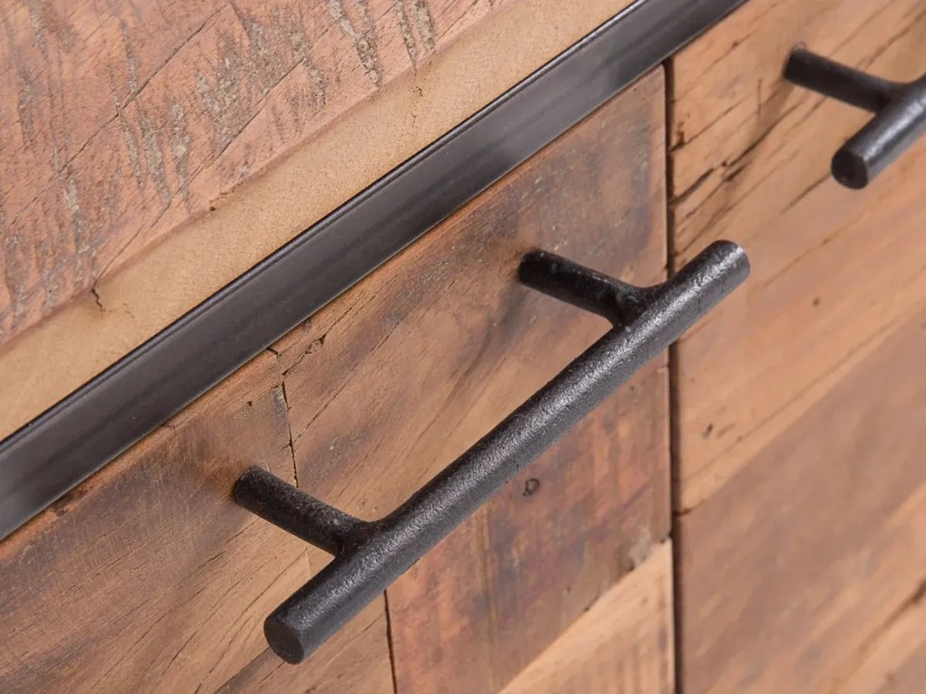 furniture-nabytek.cz - Masivní TV stolek Bristol z recyklovaného dřeva, hnědý – 180×38×52 cm