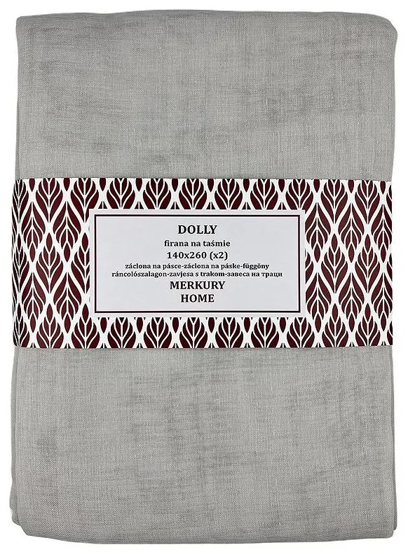 Záclona na páske Dolly polyester svetlosivá 140x260 (x2) Merkury Home